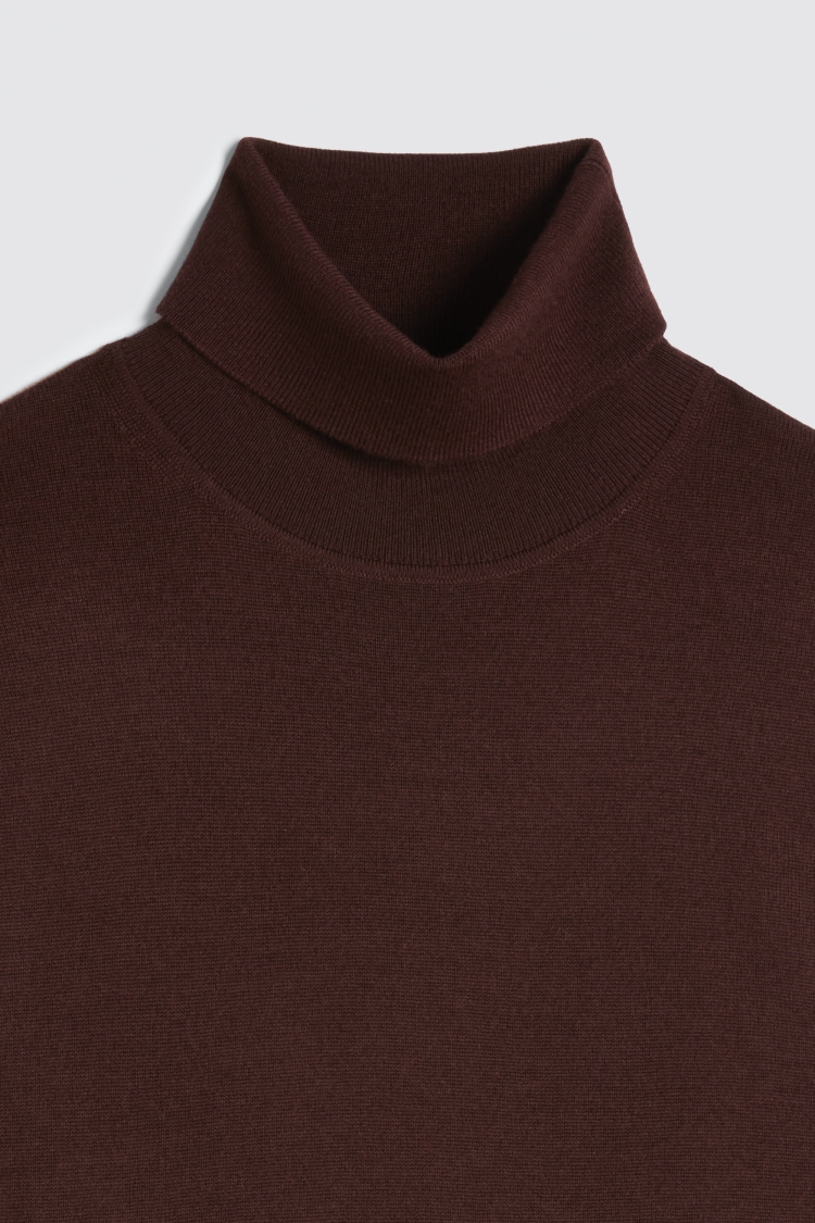 Wine Merino Roll-Neck Jumper | Buy Online at Moss