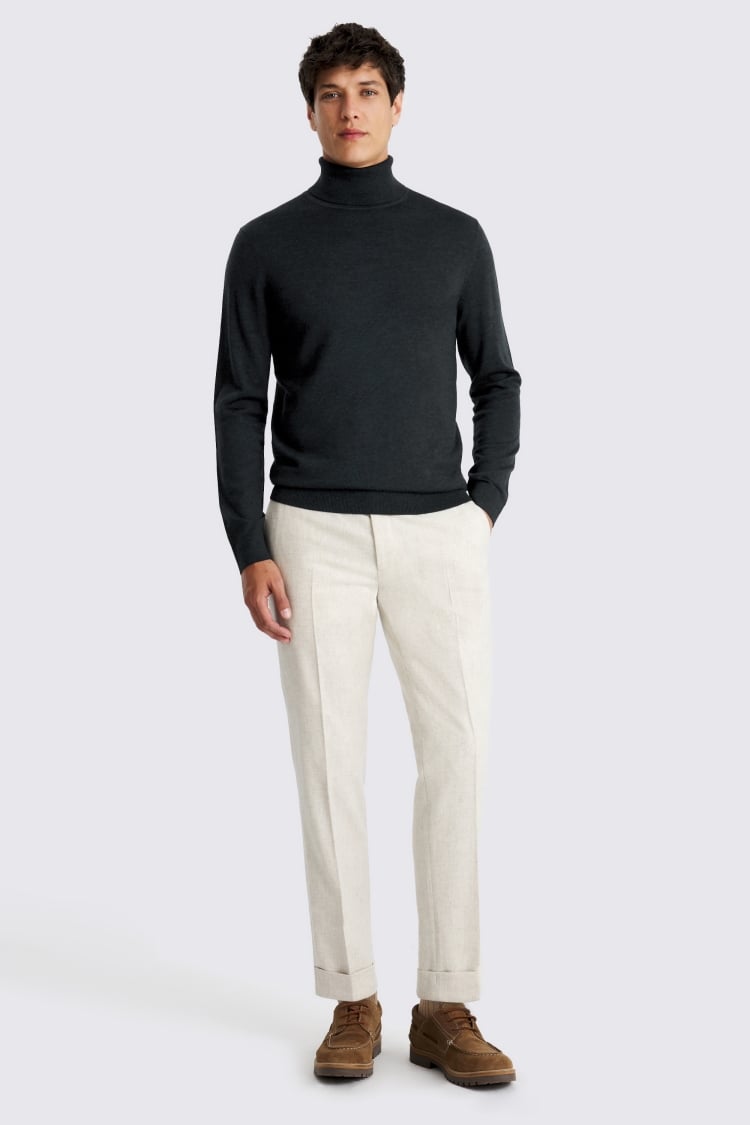 Dark Teal Merino Roll-Neck Jumper
