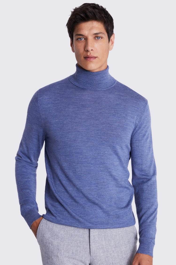 Blue Fog Merino Roll-Neck Jumper