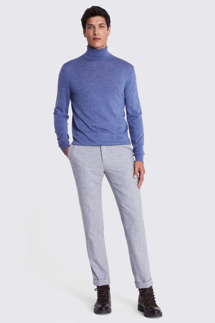 Blue Fog Merino Roll-Neck Jumper