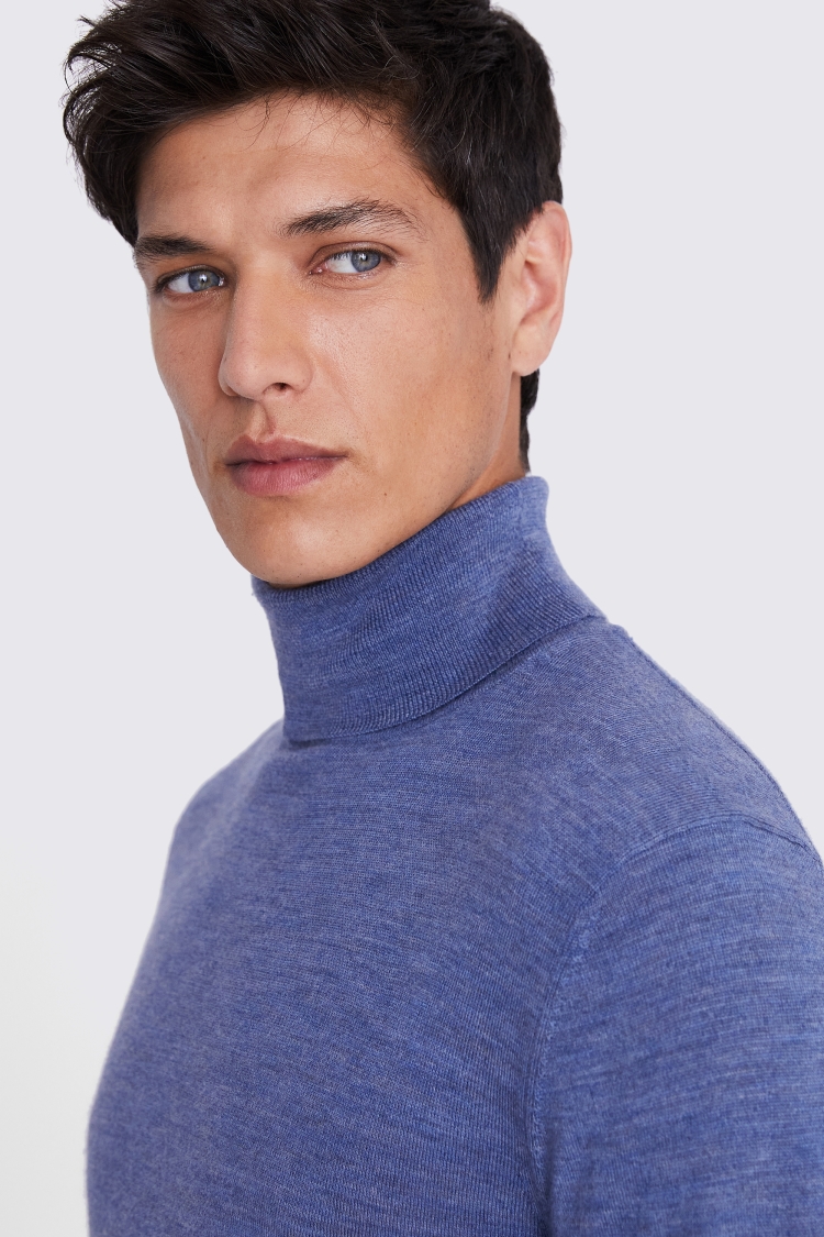 Navy Merino Roll-Neck Jumper