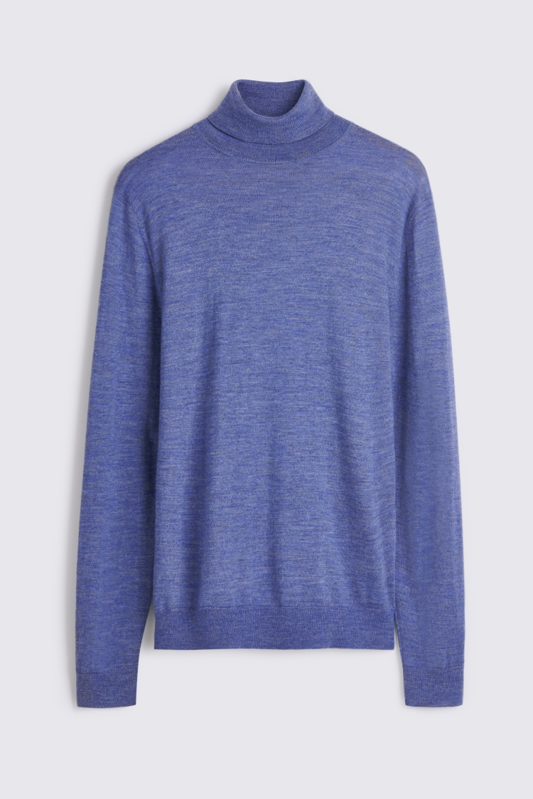 Blue Fog Merino Roll-Neck Jumper