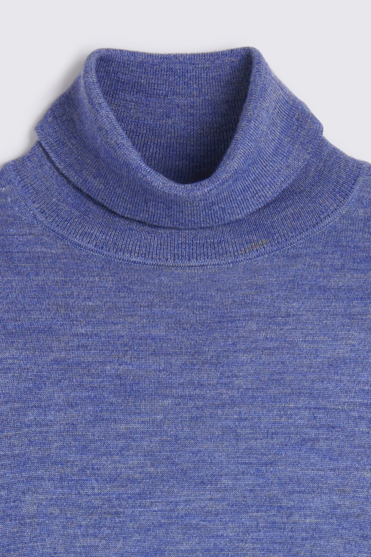 Blue Fog Merino Roll-Neck Jumper