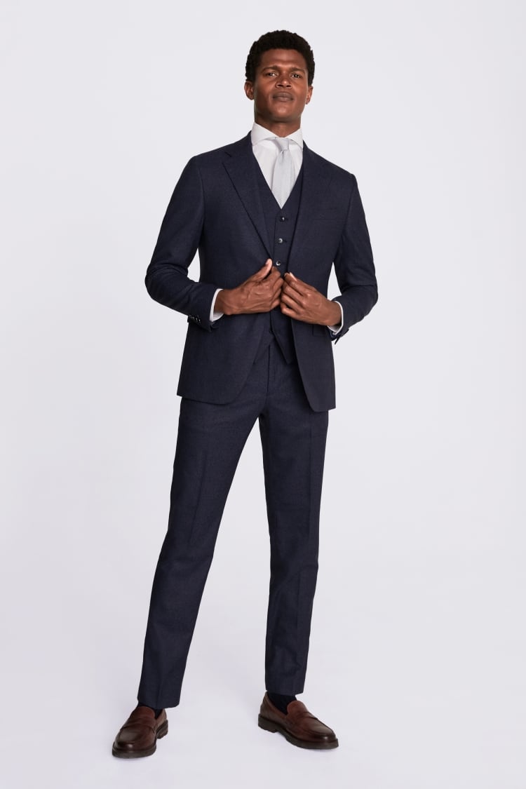 Italian Slim Fit Royal Blue Flannel Suit