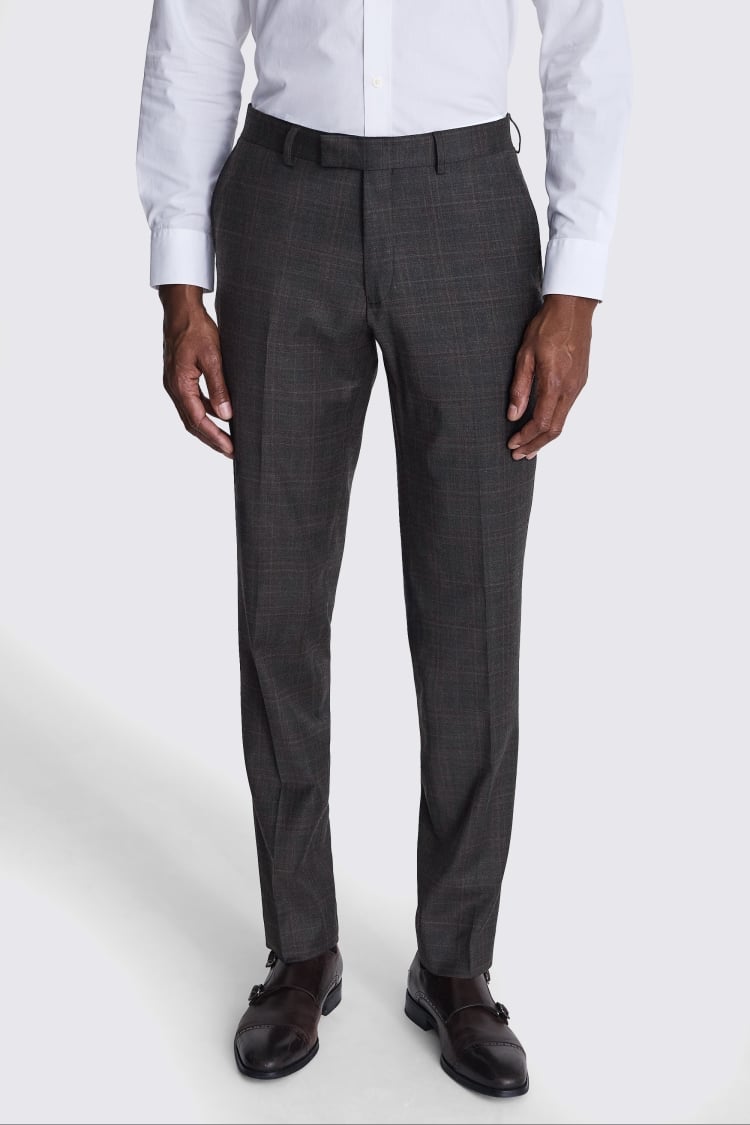Tailored Fit Grey Check Performance Pants 