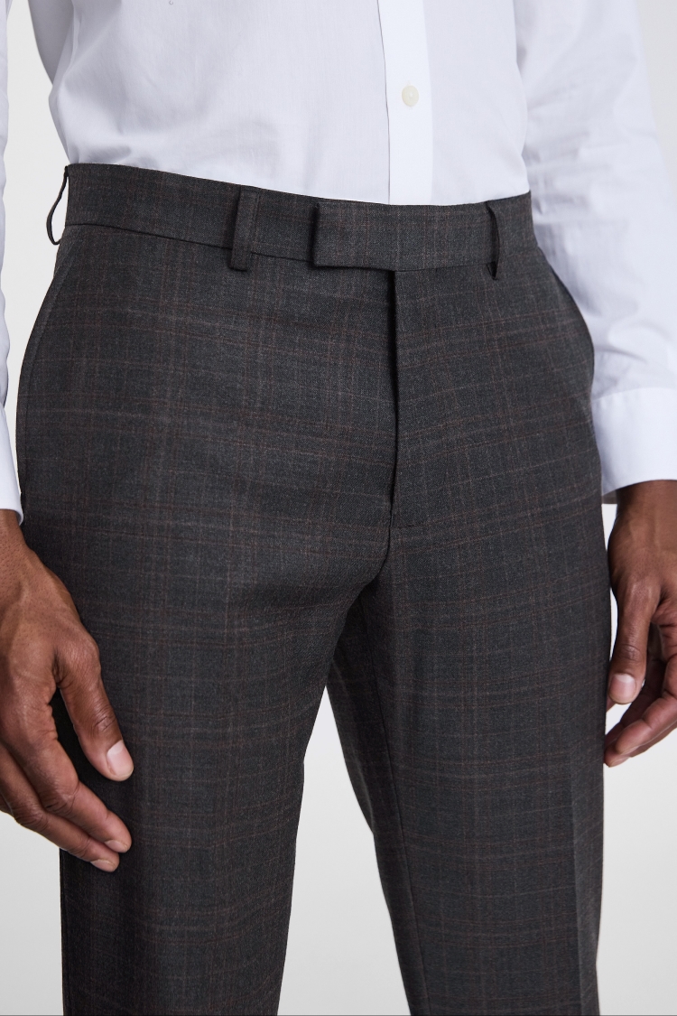 Tailored Fit Grey Check Performance Pants 