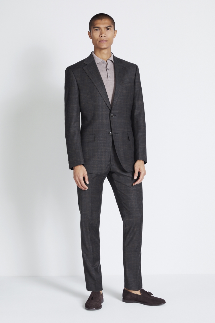 Tailored Fit Grey Check Performance Suit