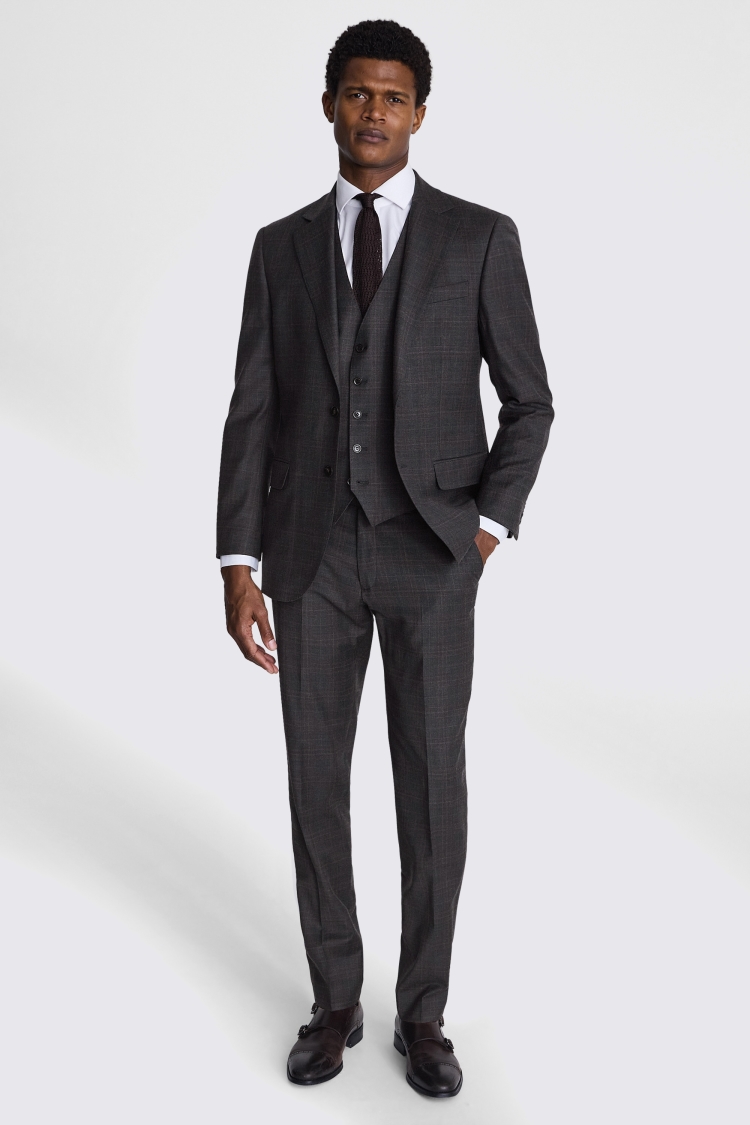 Tailored Fit Grey Check Performance Suit