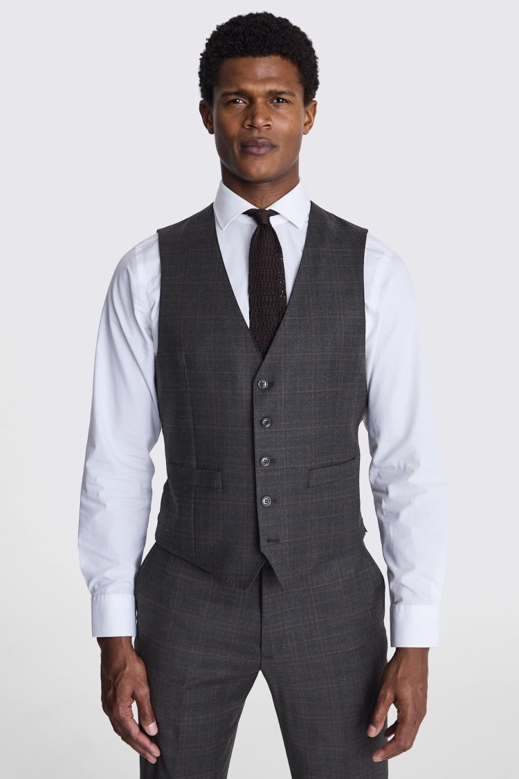 Tailored Fit Grey Check Performance Suit