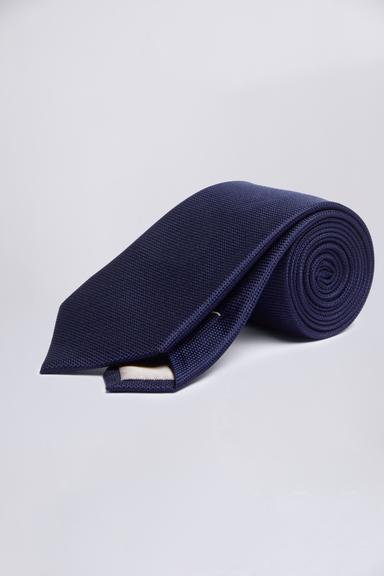 Plain Navy Natte Silk Tie