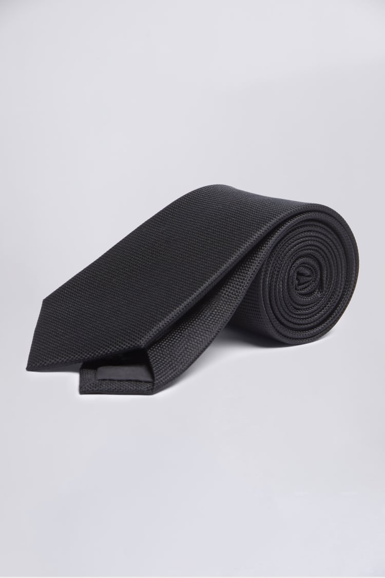 Plain Black Natte Silk Tie