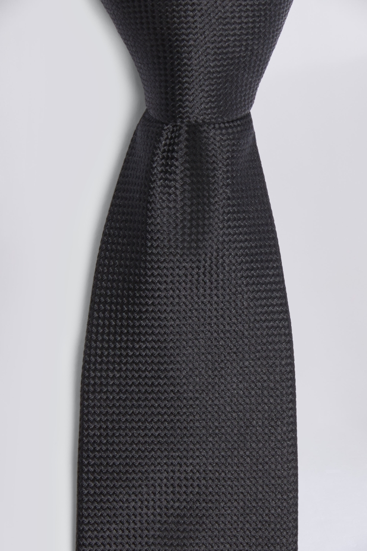 Plain Black Natte Silk Tie