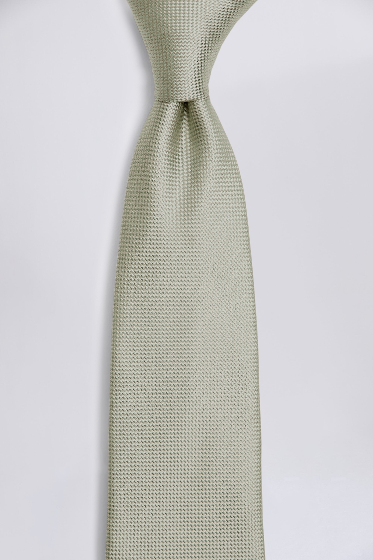 Plain Sage Green Natte Silk Tie