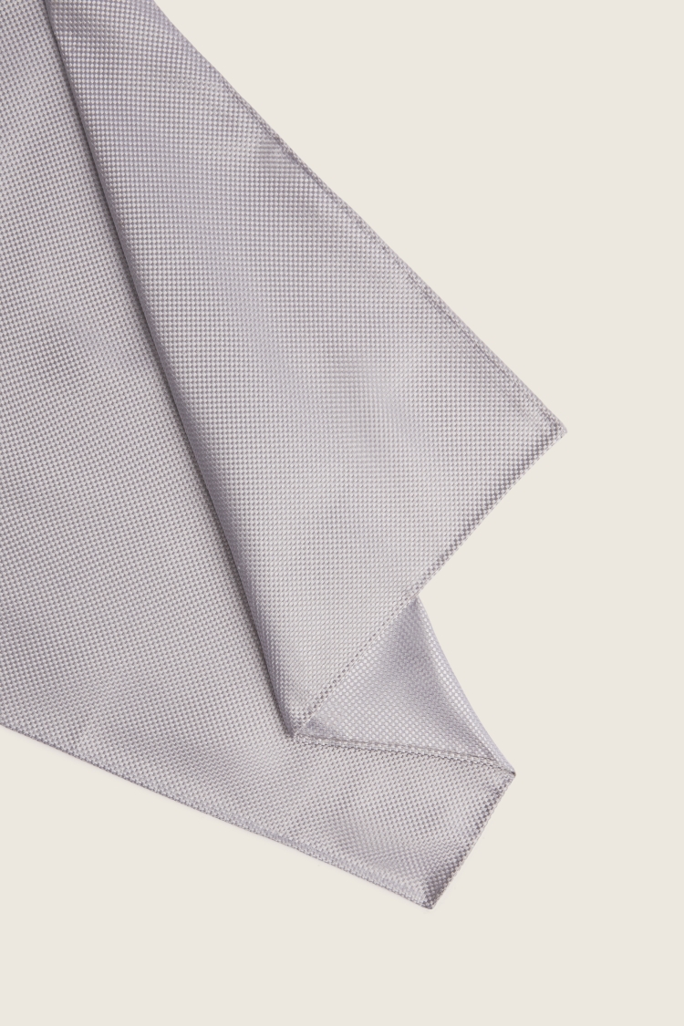 Silver Plain Natte Silk Pocket Square