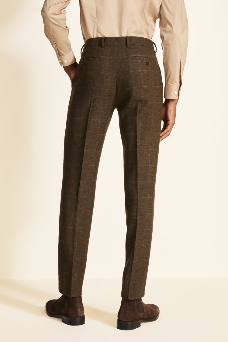 Tailored Fit Tan Check Tweed Pants