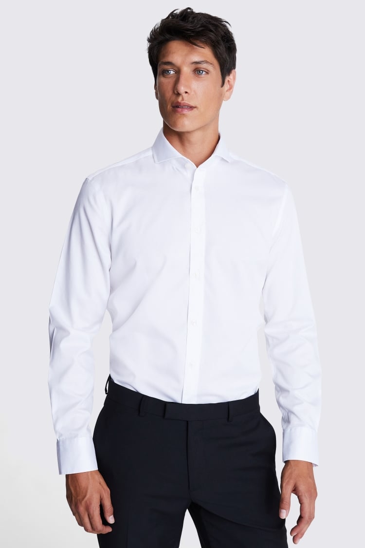 White Twill Extra Slim Fit Shirt in Linen Cotton