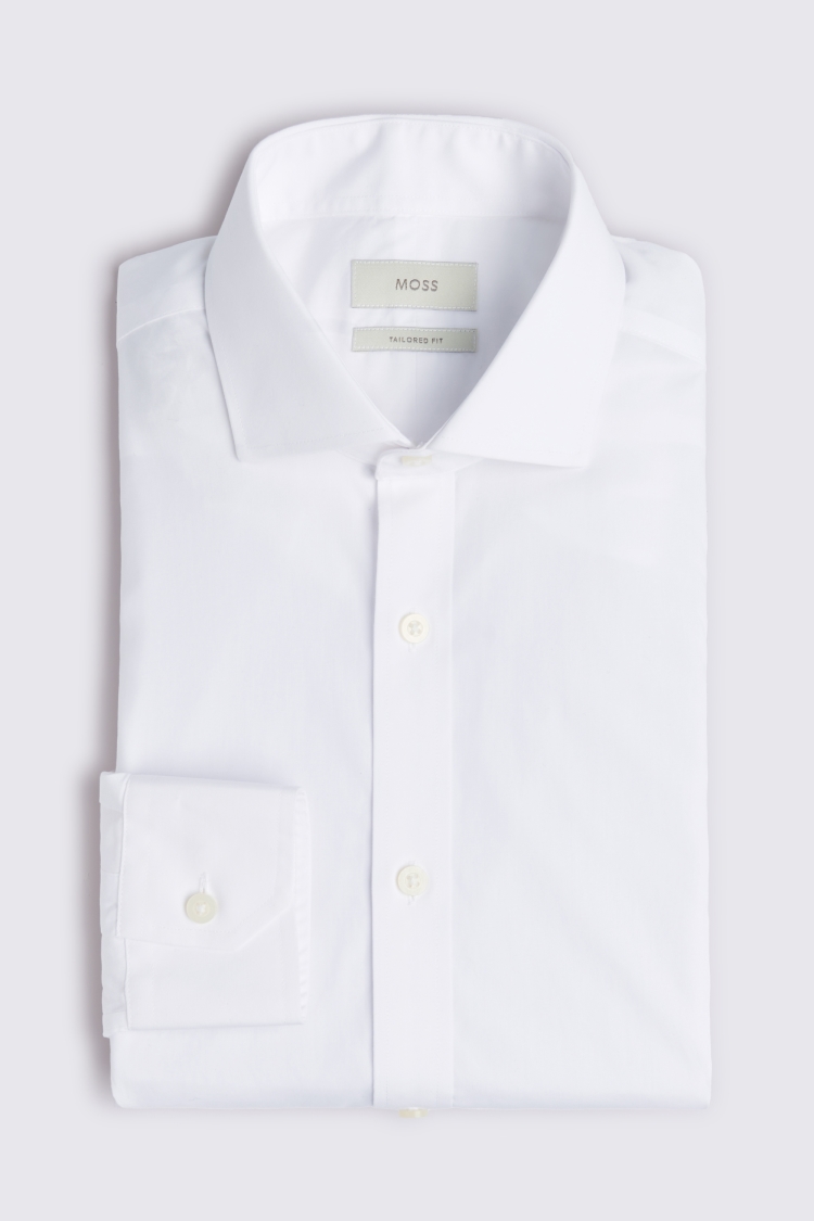 Tailored Fit White Twill Non-Iron Shirt