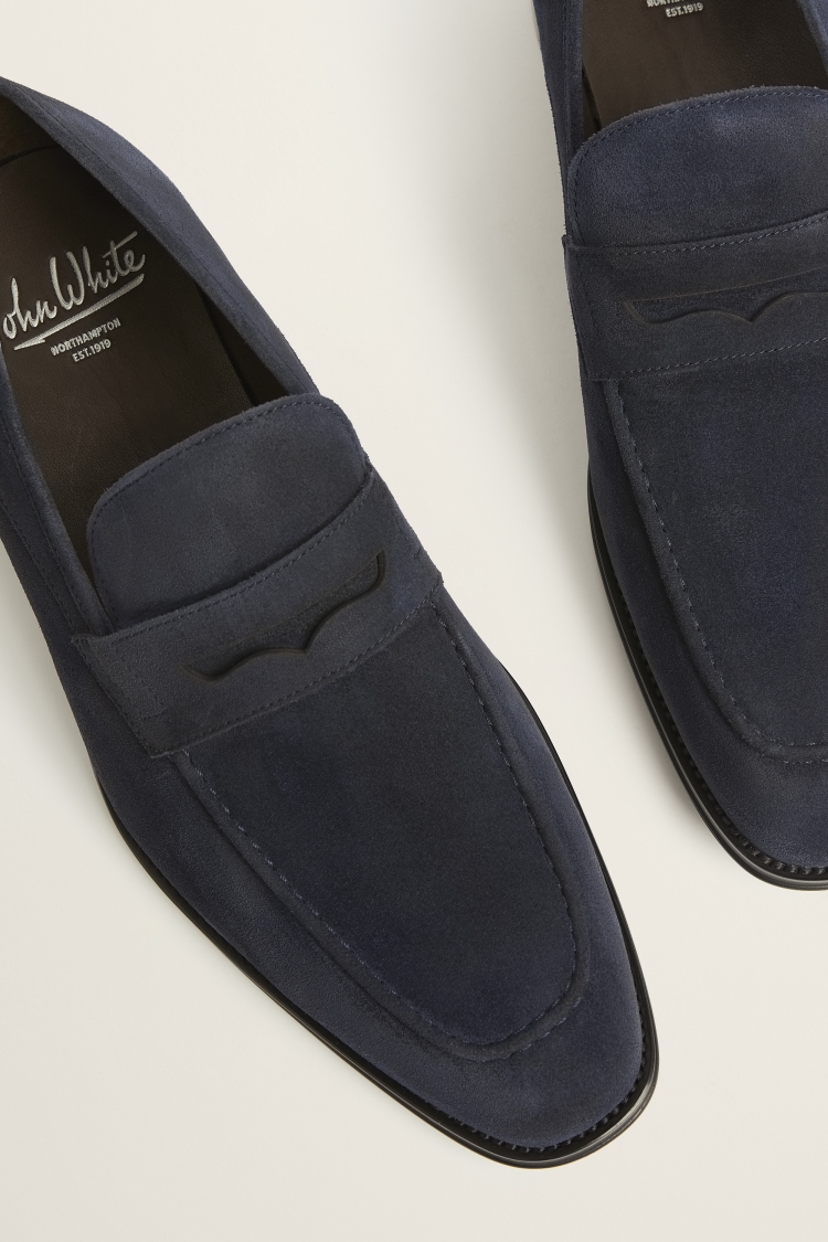 Strand Navy Suede Loafers | Buy Online at Moss