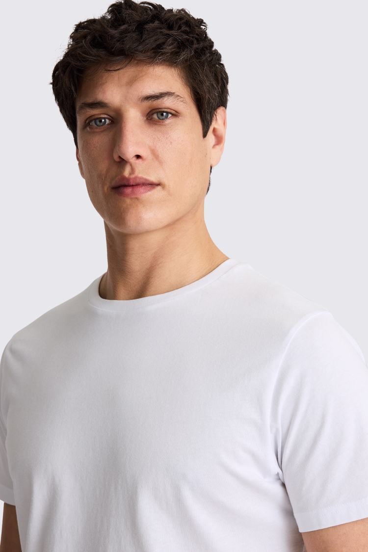 Round neck shirt outlet white