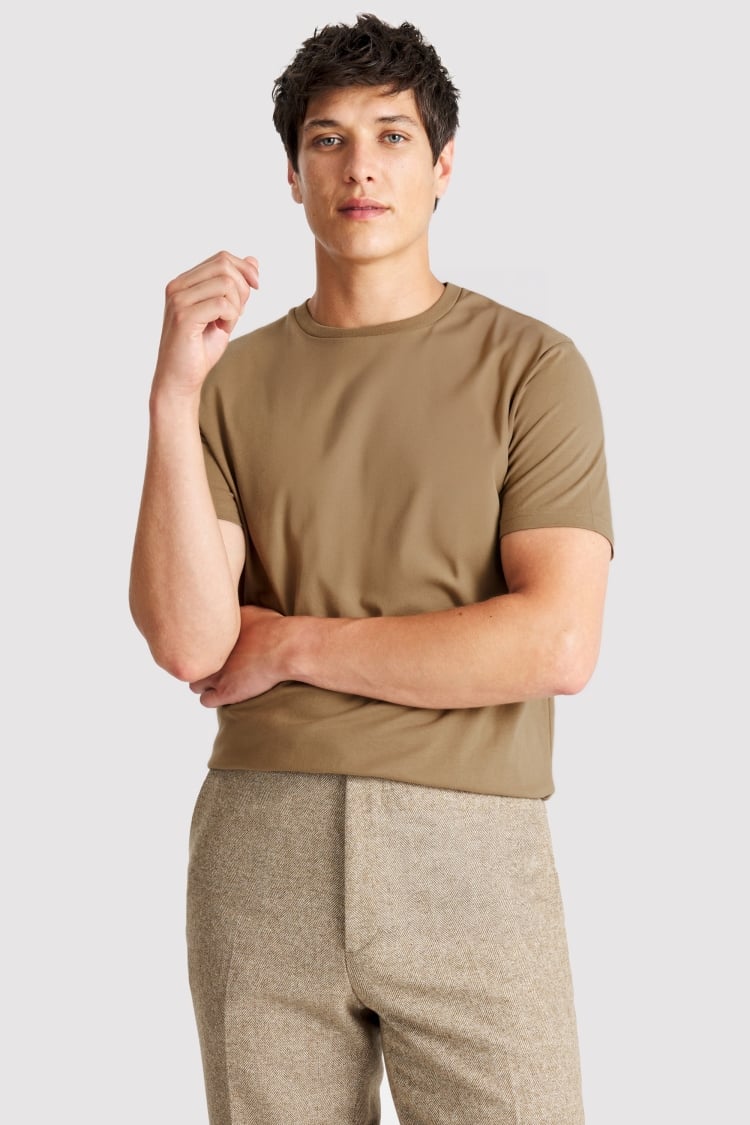 Tan Crew-Neck T-Shirt