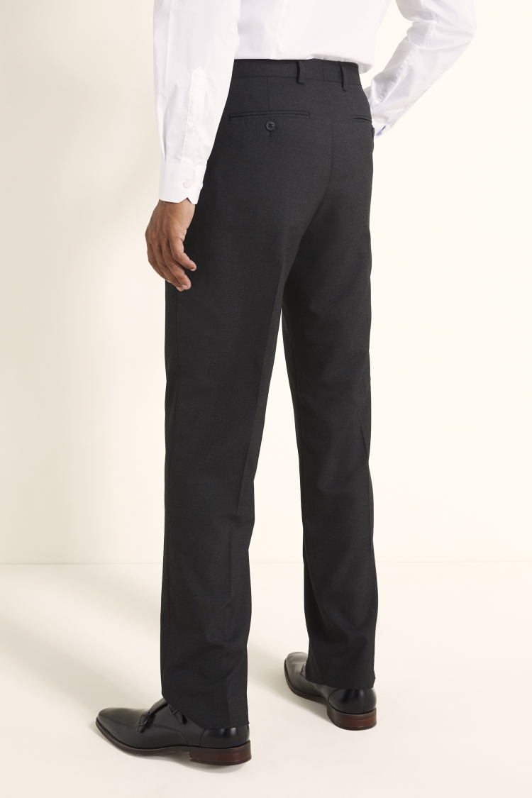 Regular Fit Charcoal Plain Trousers