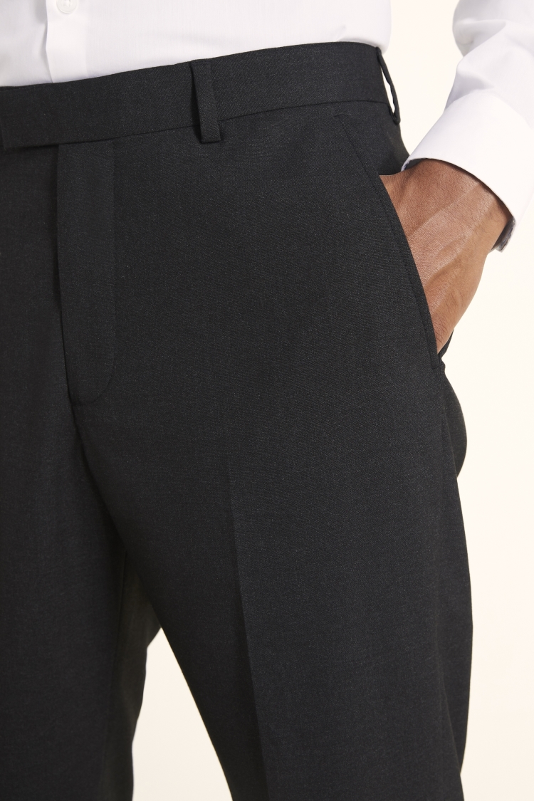 Regular Fit Charcoal Plain Trousers