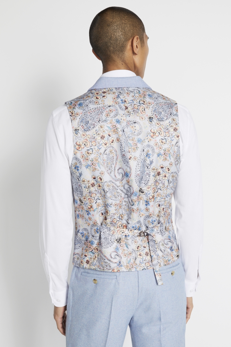 Slim Fit Light Blue Tweed Waistcoat | Buy Online at Moss