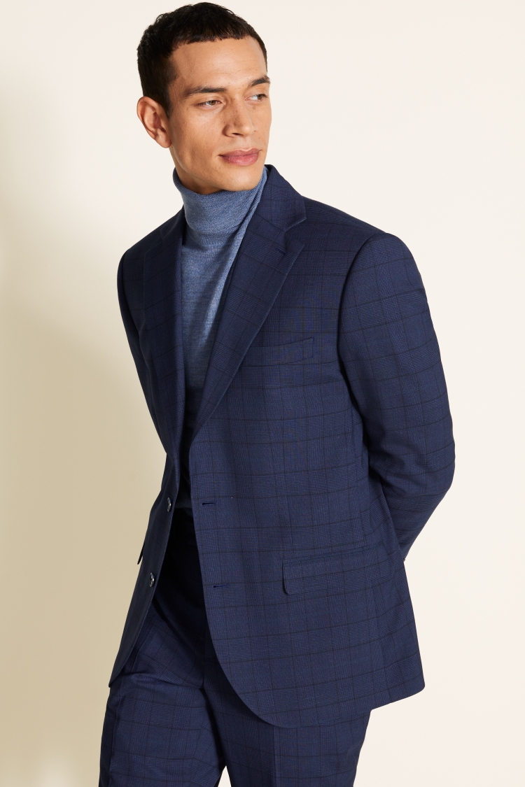 Tailored Fit Blue Check Jacket