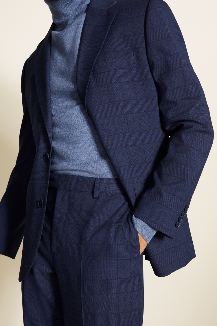 Tailored Fit Blue Check Jacket