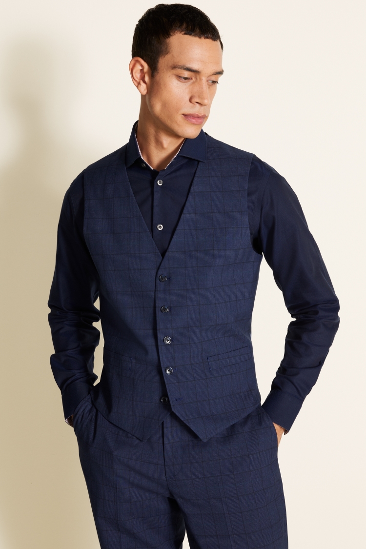 Tailored Fit Blue Check Jacket