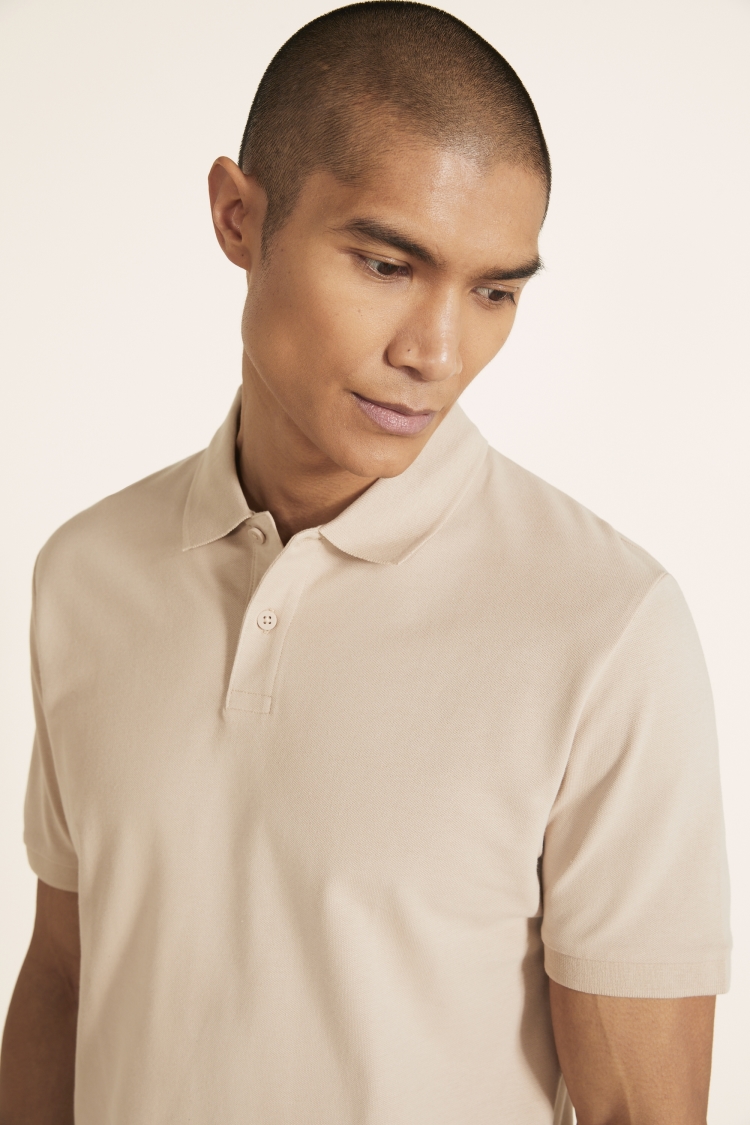 Beige Pique Polo Shirt | Buy Online at Moss