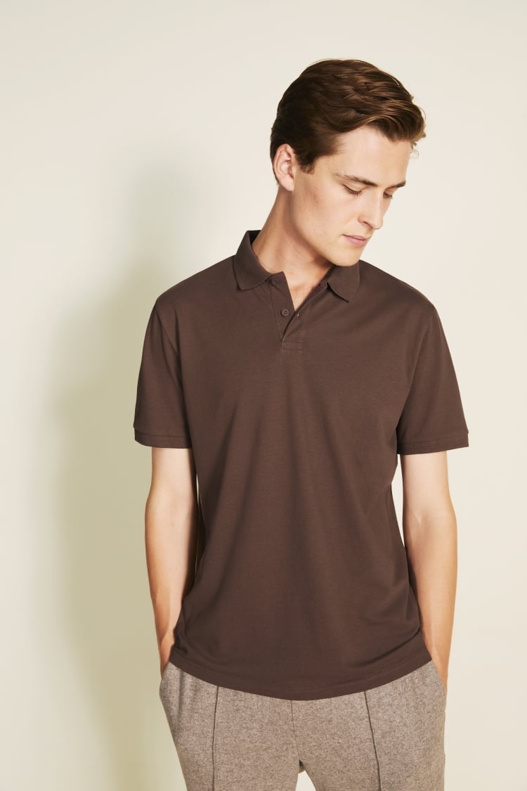 Brown Pique Polo Shirt