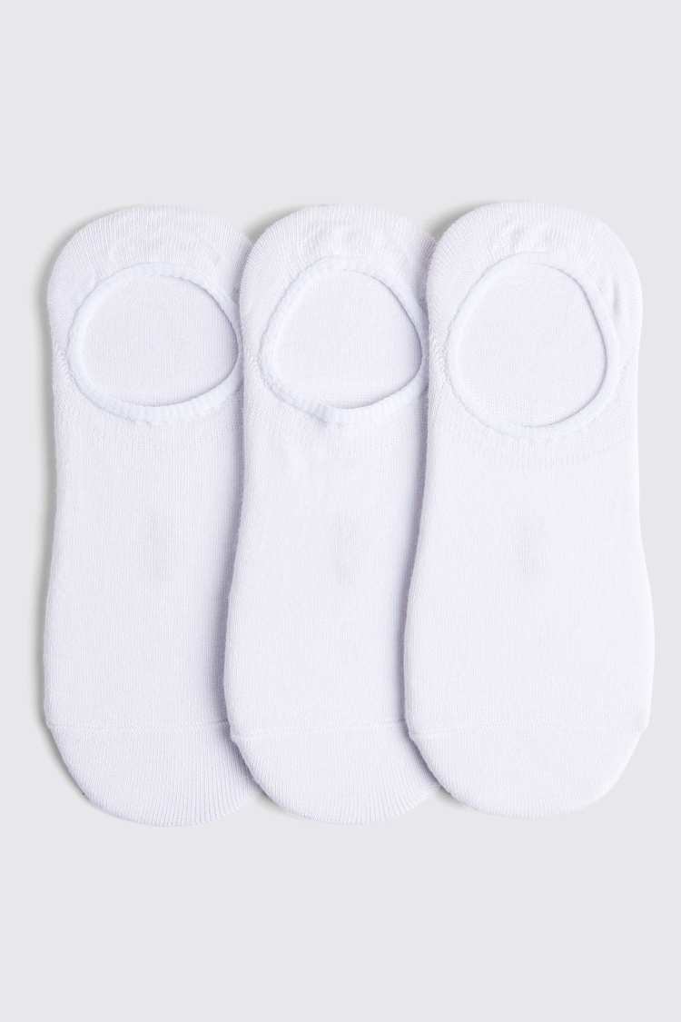 White 3-Pack Bamboo Trainer Socks