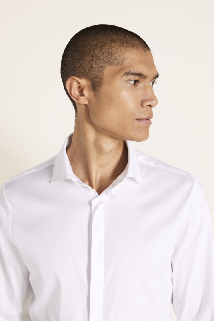 Slim Fit White Bluff Fly Front Stretch Shirt | Buy Online at Moss