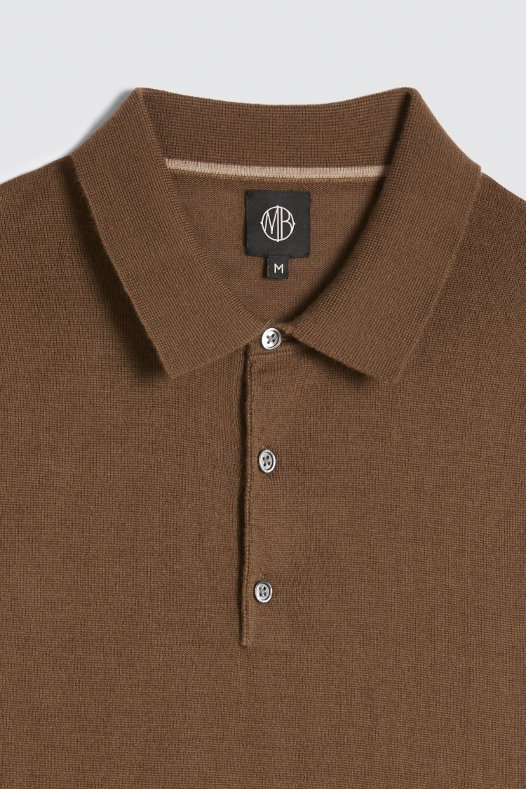 Tobacco Merino-Blend Polo Shirt | Buy Online at Moss