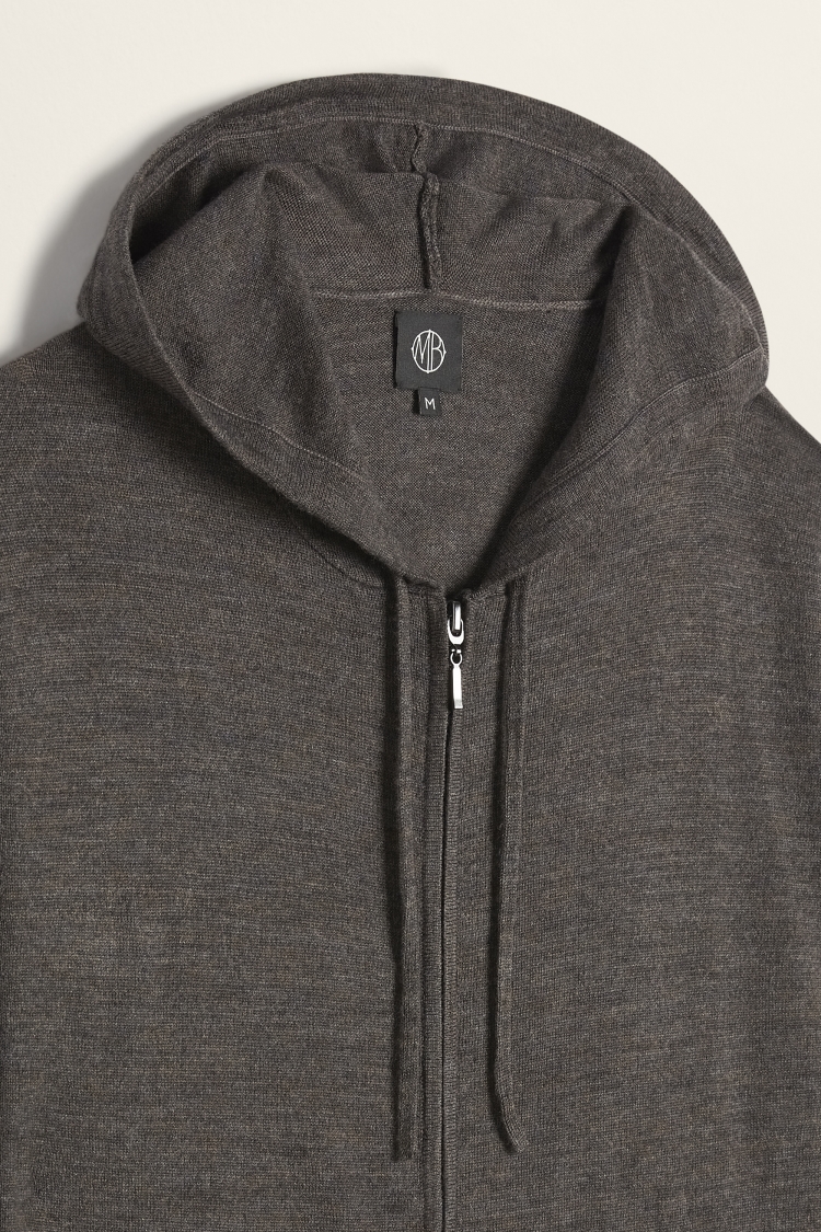 Cappuccino Merino-Blend Zip-Up Hoodie