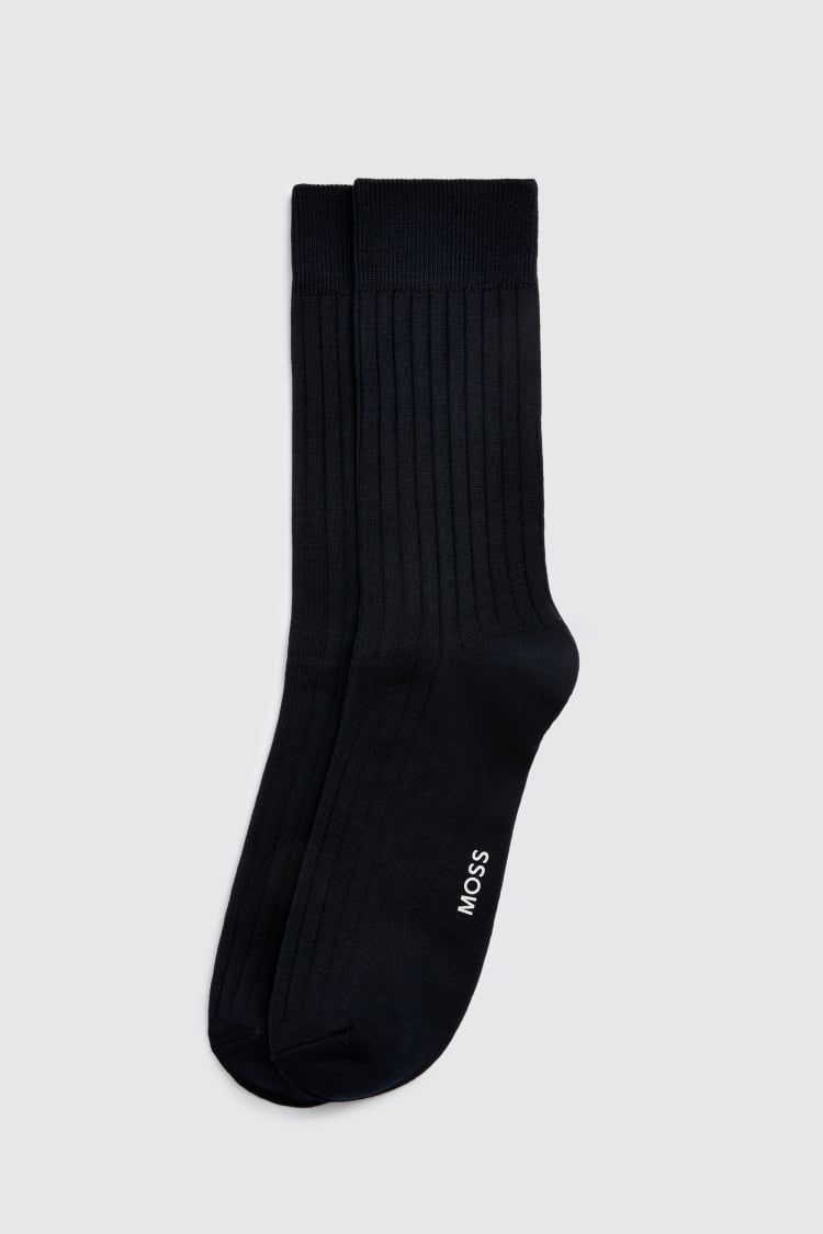 Navy Fine Ribbed Socks