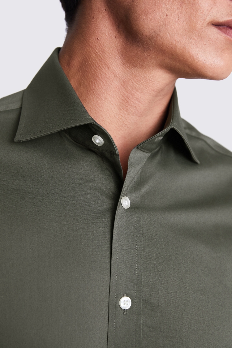 Tailored Fit Green Stretch Shirt