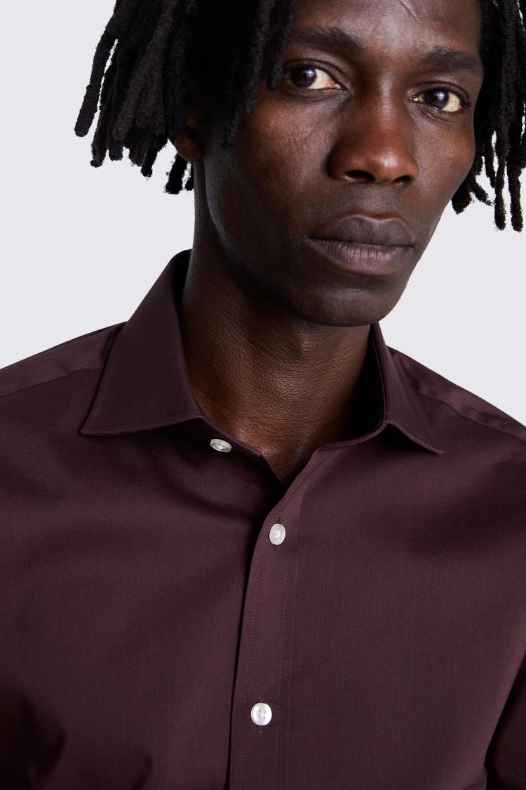 Tailored Fit Wine Stretch Shirt