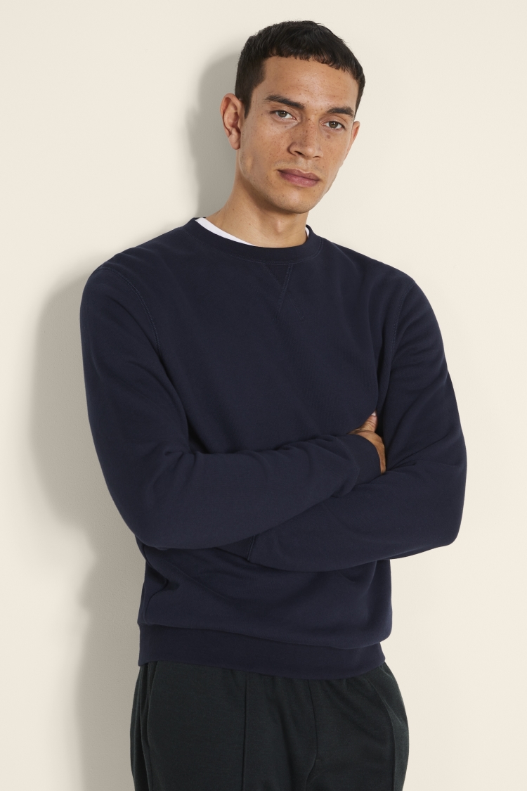 Navy Cotton Loopback Sweatshirt | Buy Online at Moss