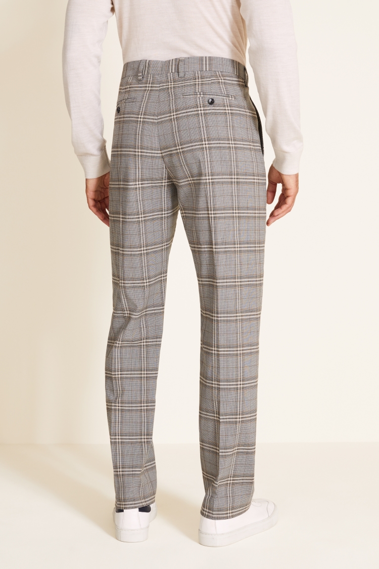Regular Fit Black & White Rust Check Trousers