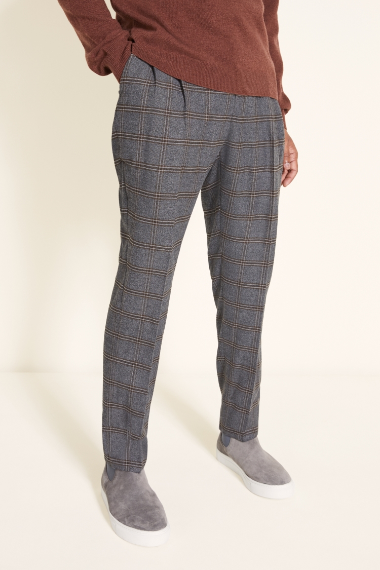 Tailored Fit Charcoal Check Pants