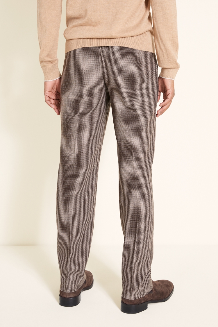 Tailored Fit Brown Puppytooth Trousers