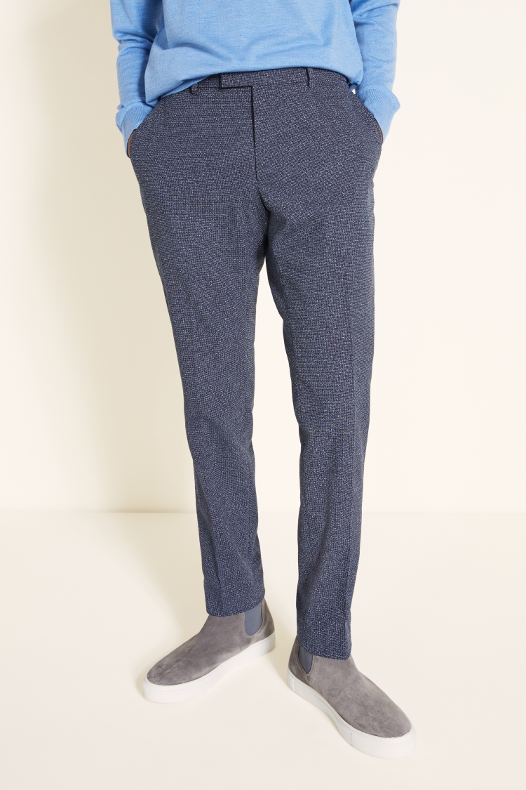 Slim Fit Blue Texture Trouser