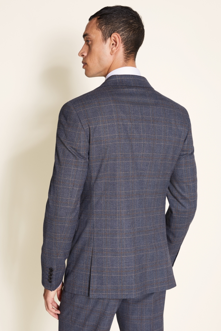 Slim Fit Charcoal Brown Check Jacket 