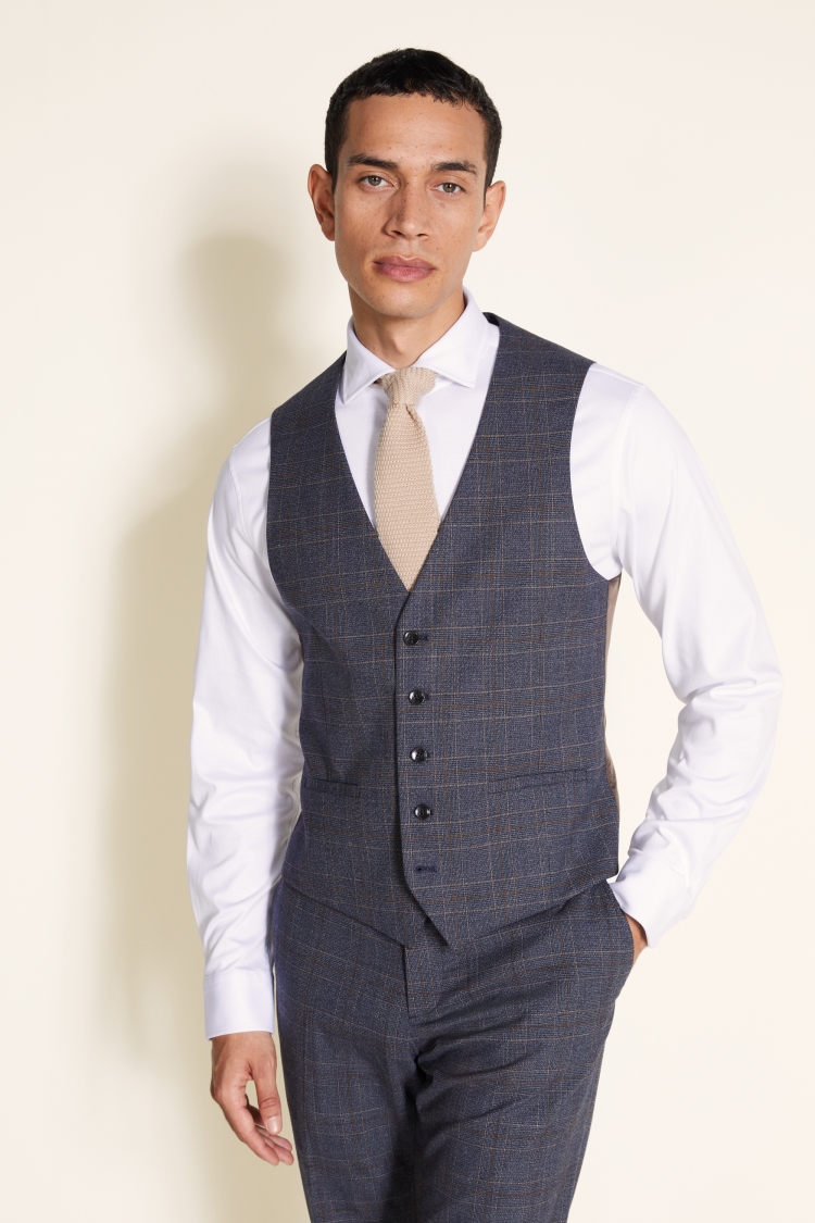 Slim Fit Charcoal Brown Check Jacket 