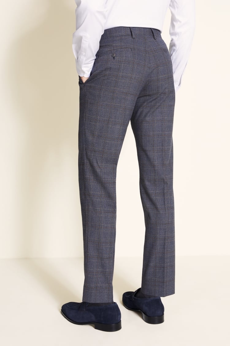 Slim Fit Charcoal Brown Check Pant