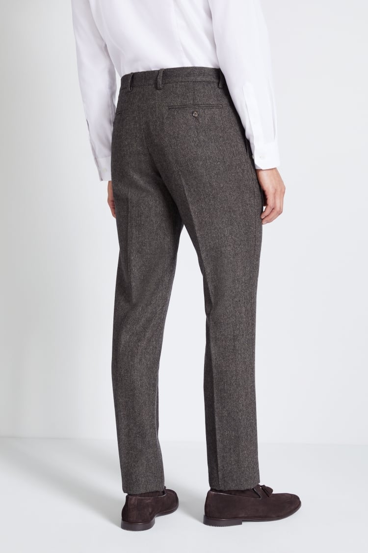 Tailored Fit Olive Herringbone Trousers