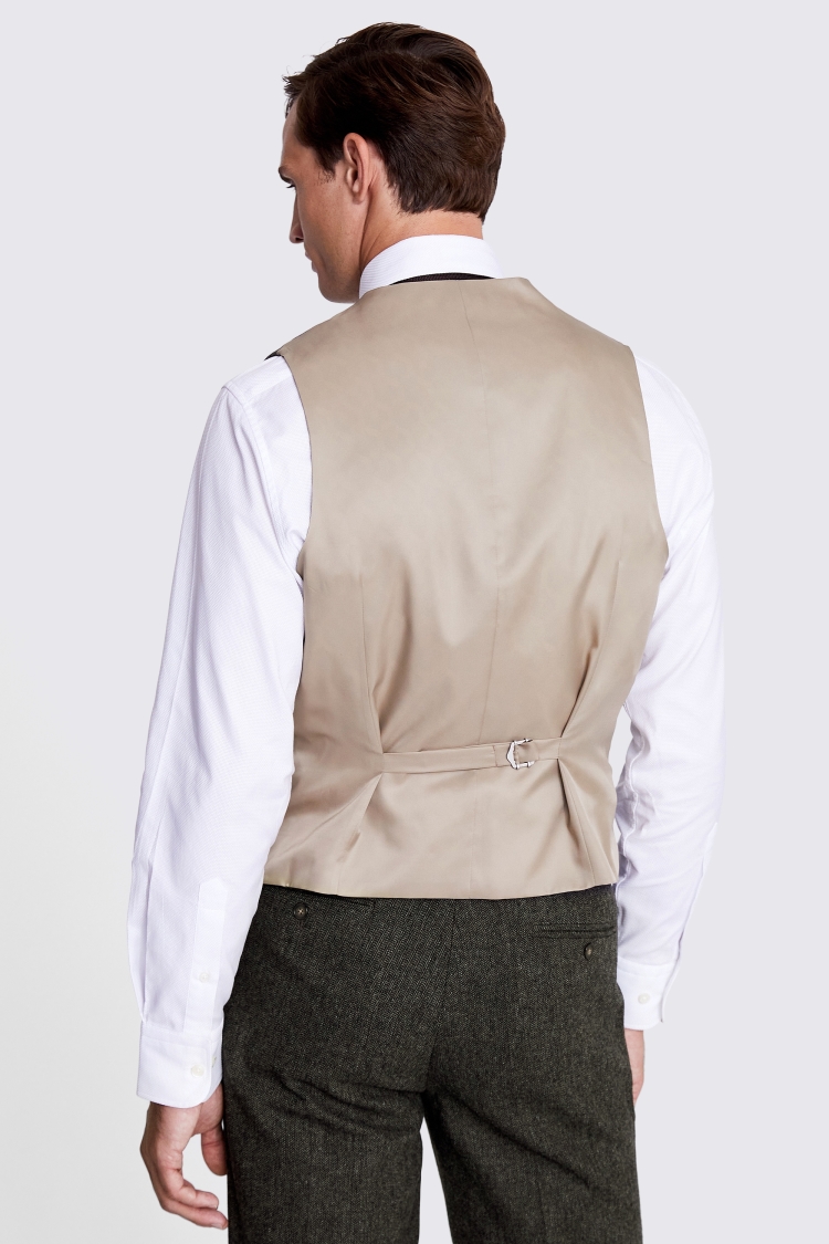 Tailored Fit Olive Herringbone Waistcoat