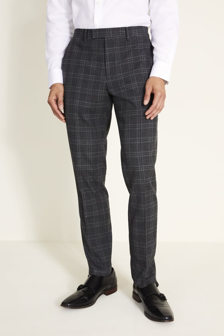 Tailored Fit Charcoal Check Trouser